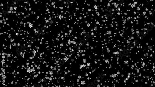 Snow falling down slowly 4K animation on Green screen. Christmas falling snow. Snowfall in holidays on chroma key background.