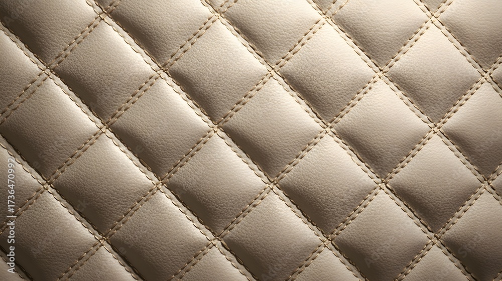Fototapeta premium Elegant showcases a luxurious diamond-stitched leather texture in neutral beige tones, demonstrating intricate craftsmanship.