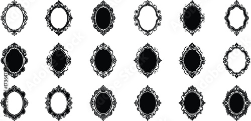 Collection of ornate vintage frames isolated on transparent background, perfect for adding a touch of elegance to your designs or projects