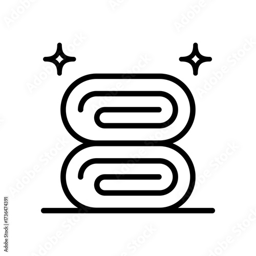 Rolled up spa towels line icon. Healthcare, skincare, wellness contour symbol. Vector isolated illustration.
