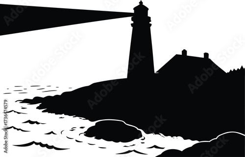 seaside Lighthouse Tower Vector Artwork