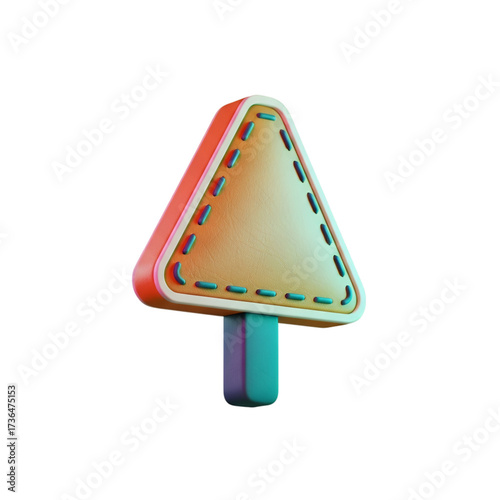 A 3d rendered triangular warning sign isolated on transparent background