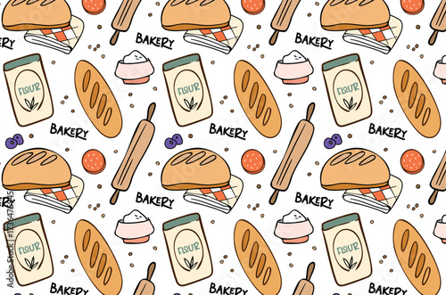 baking paper seamless pattern, ornament, decoration, wrapping paper design, fabric, textile, background, packaging, kitchen, cooking, doodle, vector