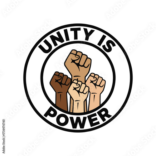 Symbolism of Unity, a Diverse Group United for Change and Equality, Stands Together Within a Circular Motif