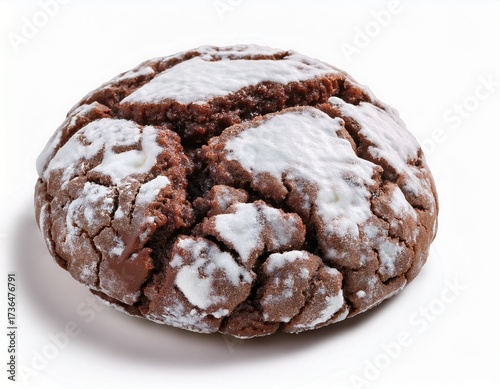 delicious chocolate crinkle cookie covered in powdered sugar showcasing its soft texture and inviting flavor isolated
