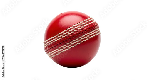 Red leather cricket ball close up isolated PNG with Transparent Background
