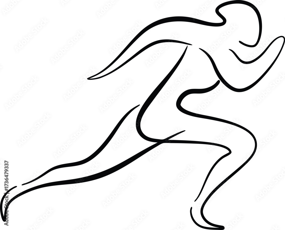 Fototapeta premium Continous line drawing continuous line artwork a runner sprinting forward running