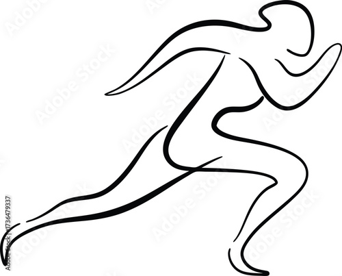 Continous line drawing continuous line artwork a runner sprinting forward running
