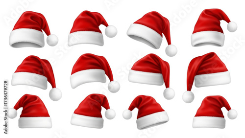High Quality Red Santa Hat Silhouette Icon Set of 12 Unique Christmas Hats