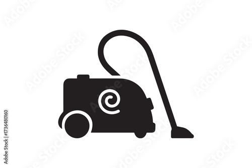 Canister Vacuum Cleaner Silhouette Icon Household Cleaning Appliance Vector Graphic