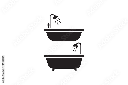 Bathroom renovation bathtub shower symbol Minimal bathtub shower pictogram art