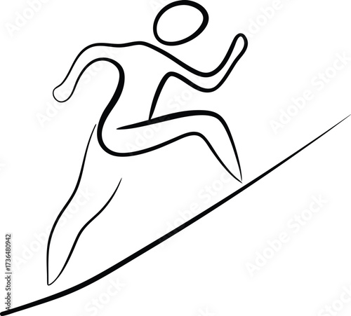 Continous line drawing continuous line drawing a person running uphill sprint motion