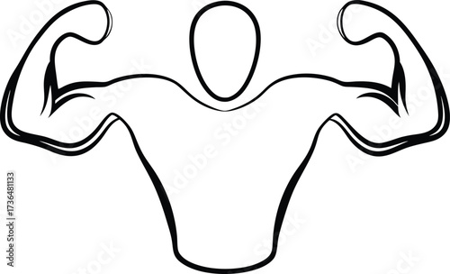 Continous line drawing continuous line drawing a muscular person flexing bodybuilder