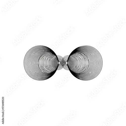 Abstract geometric design with interconnected circles, modern line art for branding, tech, or minimalist graphic design projects. isolated on transparent background