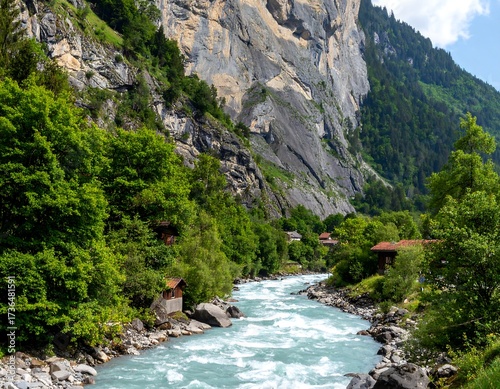 Picturesque mountain river valley