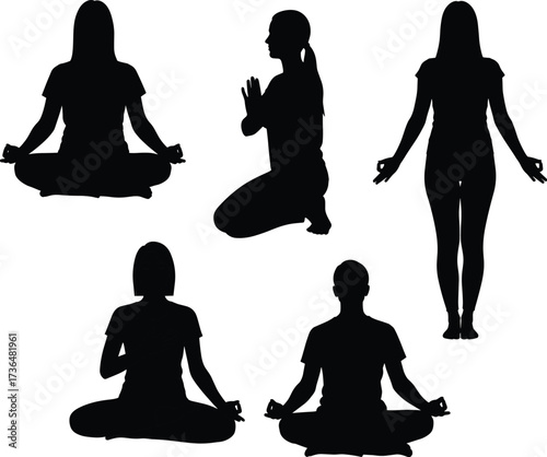 yoga, meditation, pose, mudra, prayer, sit, kneel, stand, calm, peace, zen, balance, wellness, health, spiritual, relax, lifestyle, silhouette, harmony, mindfulness