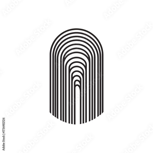 Minimalist tunnel illusion vector illustration, abstract linear design in black and white for modern branding, websites, and print media. isolated on transparent background