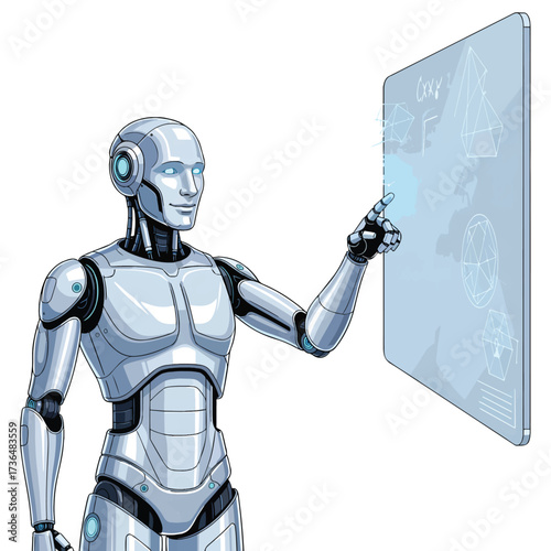 Futuristic Humanoid Robot Teaching on Smartboard