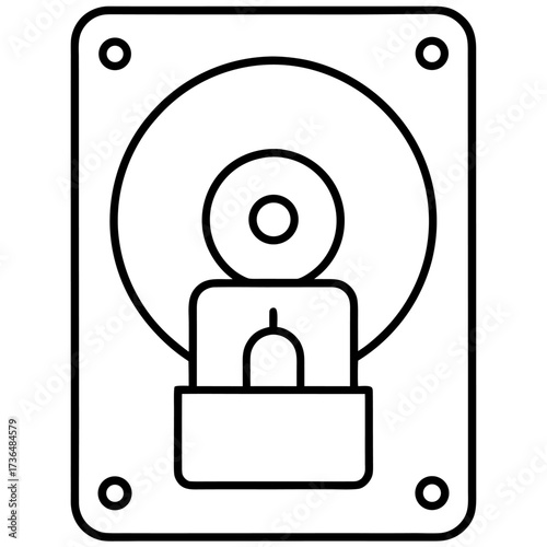 Hard Disk Drive Icon Isolated Storage Device Representation Technical Equipment Symbol Thin Line Style