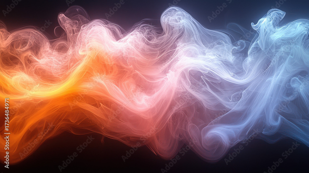 Obraz premium Dynamic flowing smoke colors abstract background digital art vibrant colors artistic perspective visual concept