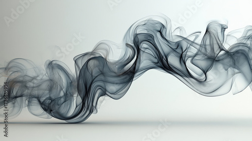 Flowing black smoke abstract art digital creation minimalist style contemporary environment artistic viewpoint