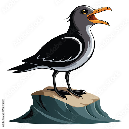 Colorful Bird on a Rock with Open Beak colorful bird