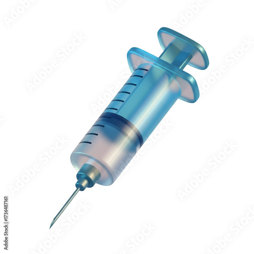 3d medical syringe with needle, isolated on transparent background