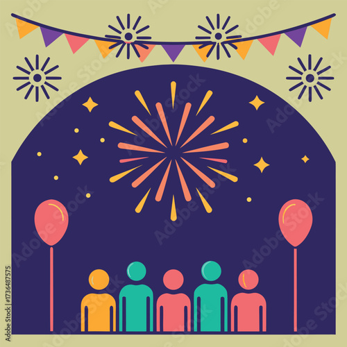 New Year, 1 January, Celebration, Fireworks, Party, Holiday, 2025, Festive, Calendar event, Greeting (1).eps