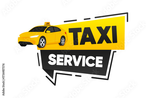 Taxi Service badge. Taxi map pointer. Using a app to order a taxi cab in a city street with mobile phone. Location marker. Vector illustration.