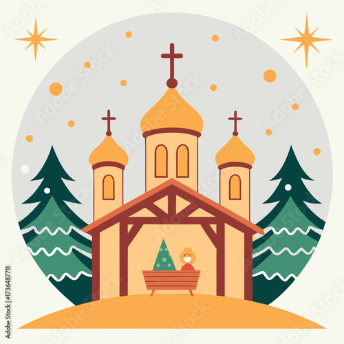 Orthodox Christmas, Nativity, Jesus, Christian holiday, Cross, Church, December, Orthodox religion, Celebration (5).eps