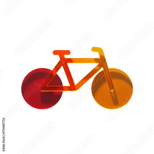 Stylized orange and red bicycle icon isolated on transparent background