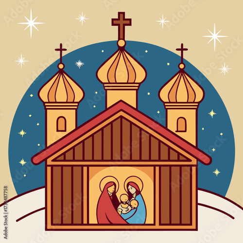 Orthodox Christmas, Nativity, Jesus, Christian holiday, Cross, Church, December, Orthodox religion, Celebration (6).eps