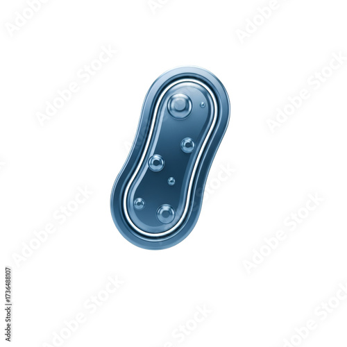 Blue oval shape with bubbles inside isolated on transparent background