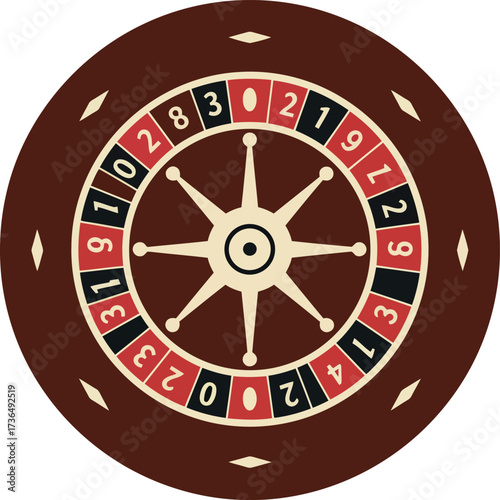 Roulette wheel close up gambling game entertainment concept top view vector