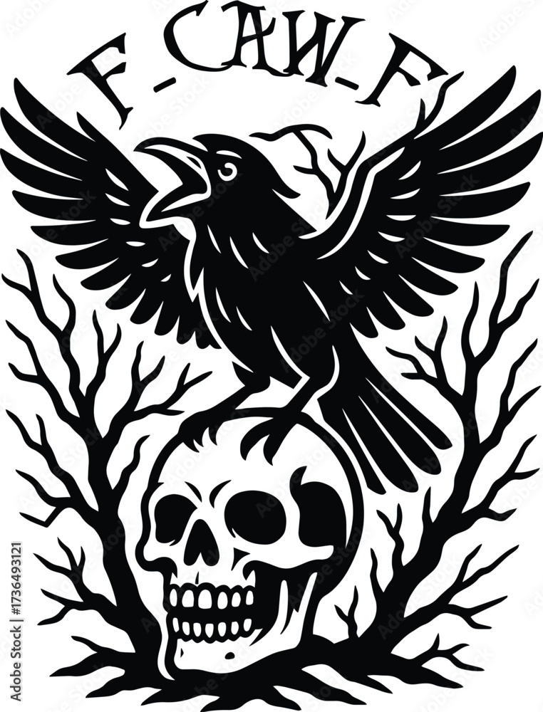 Obraz premium F-Caw-F Crow Vector EPS File | High Quality Editable Design, Digital Clipart, Scalable Graphic Illustration, Print Ready Artwork, Creative Template Download