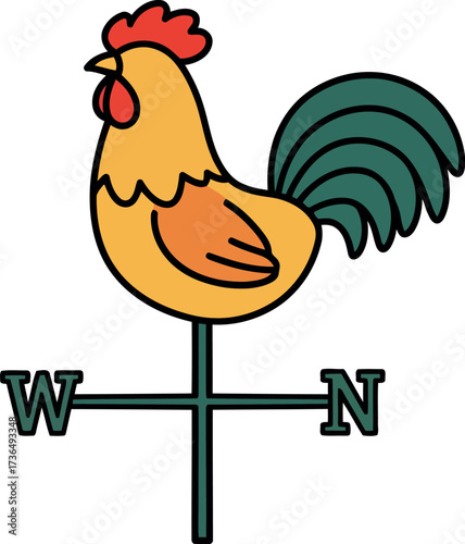 Whimsical chicken weathervane countryside farmhouse decor vector