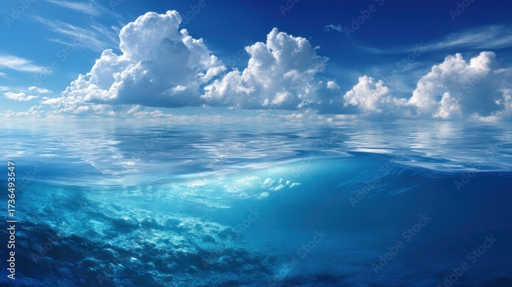 Obraz premium Peaceful ocean scene with clouds