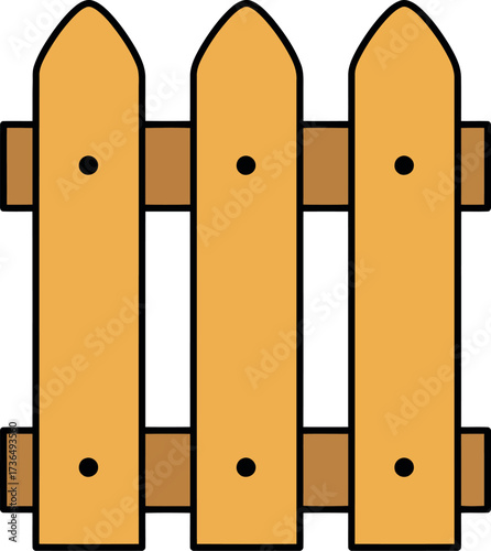 Wooden picket fence section garden boundary simple design vector