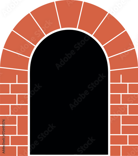Red brick archway entrance isolated vector