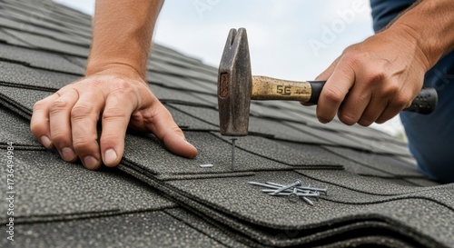 Roofing Repair A Worker's Hands at Work