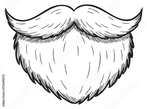 Monochrome illustration of a classic beard and mustache style – retro hand drawn illustration