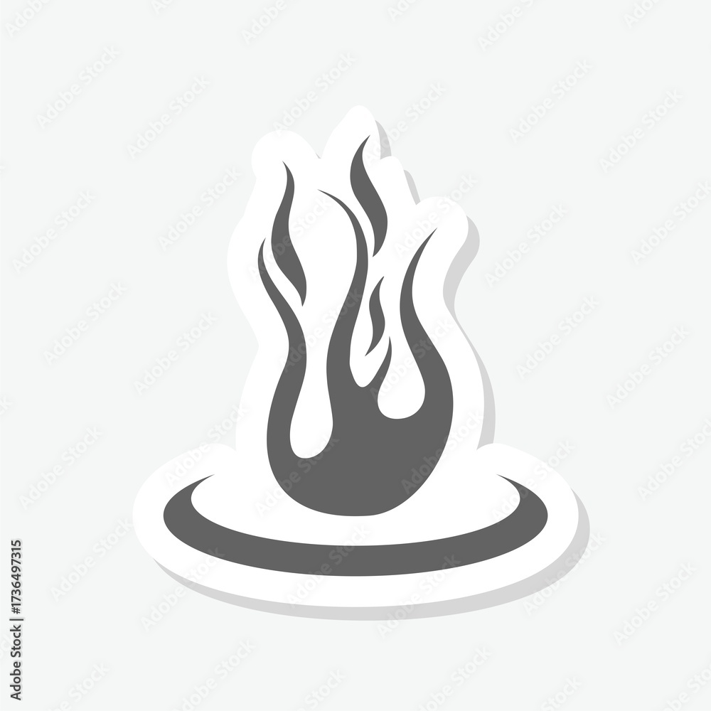 Obraz premium Place for fire icon sticker isolated on gray background