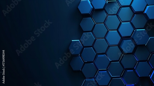 Dark Blue Hexagonal Pattern Background Abstract Technology, Generative AI.
