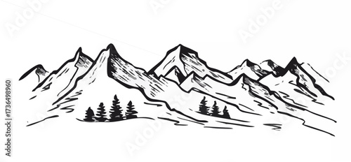 Mountain landscape, hand draw...