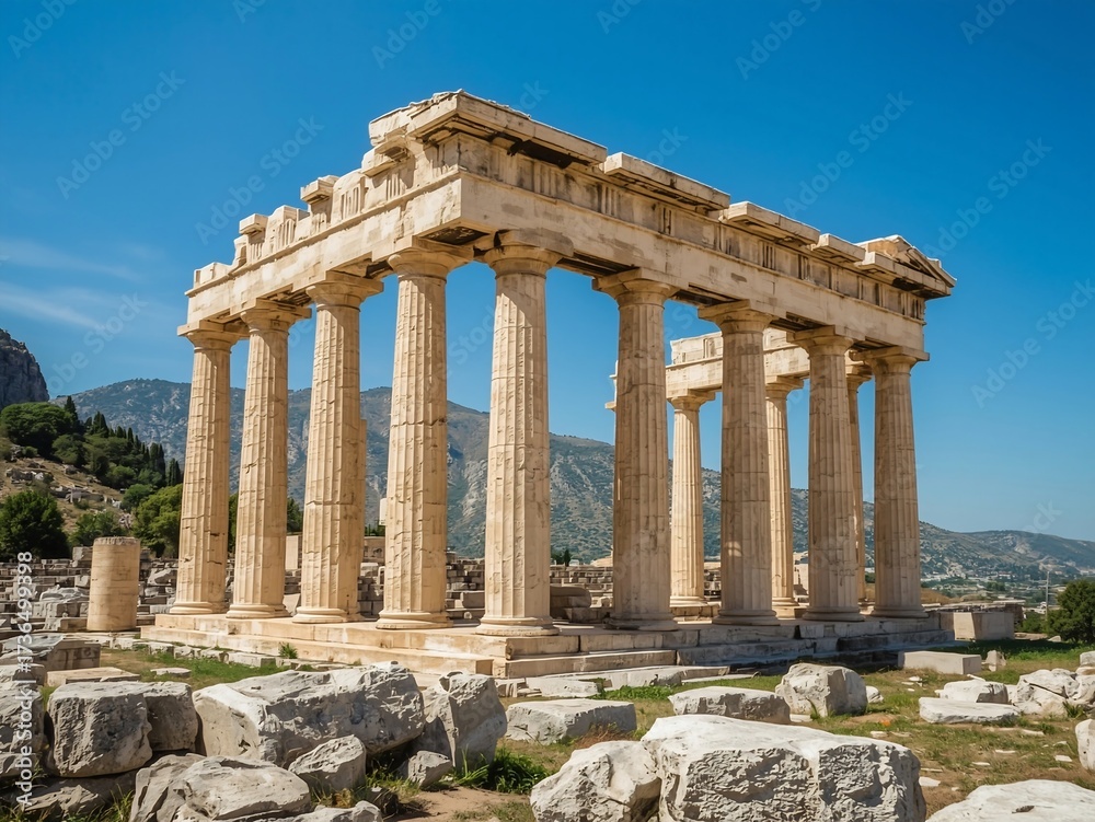 Fototapeta premium Classical Greek Temple Ruins at Ancient Delphi