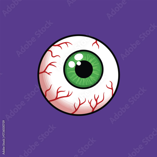 Creepy Green Eyeball Vector Illustration for Spooky Halloween Designs, Decorations, and Party Invitations