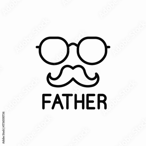 father dad eyeglasses moustache icon sign vector