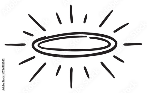 Radiant halo drawing with hand-drawn lines and sunburst effect – retro hand drawn illustration