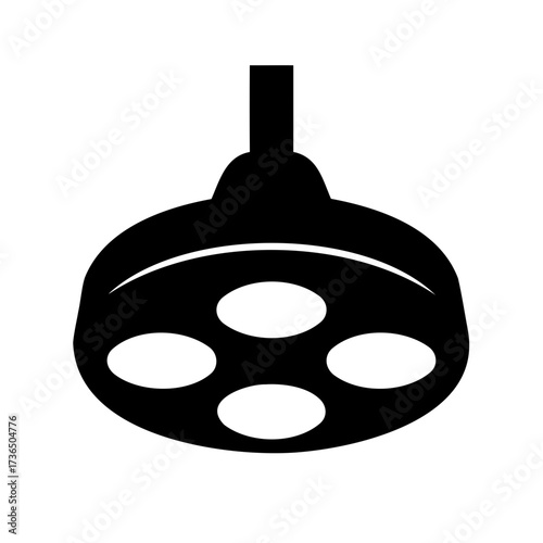 Black silhouette of an operating room lamp with four light sources