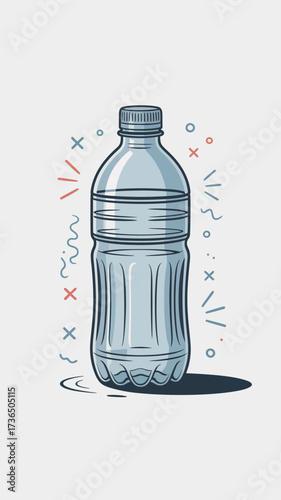 Illustration of Refreshing Plastic Water Bottle Promoting Hydration and Healthy Lifestyle Choices for Thirst Quenching
